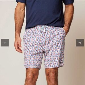 NWT Men johnnie-O Half Elastic 7 inch Swim Trunk Belfaire Bahama Mama (Sz L)